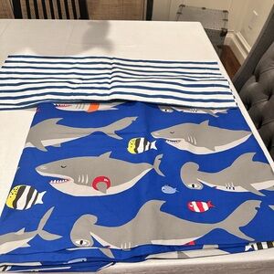 Pottery barn Shark Twin duvet cover and Blue striped sham